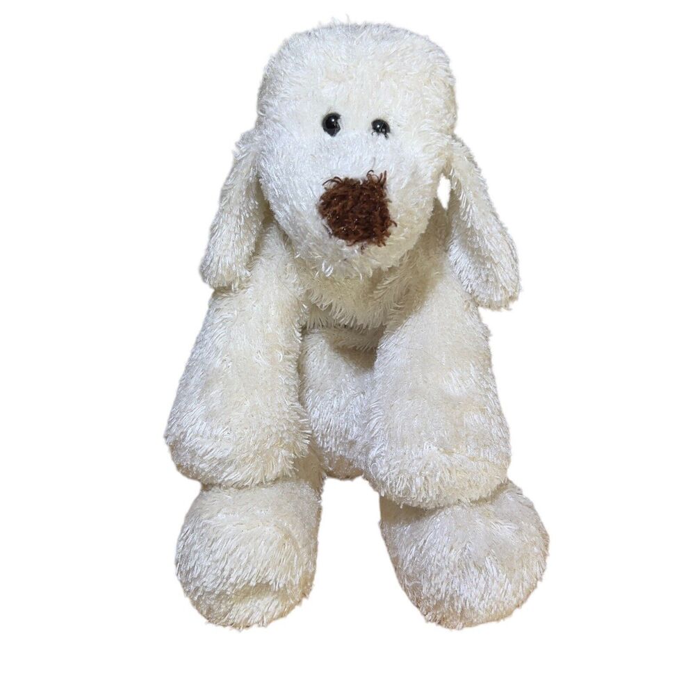 Dakin Applause Plush 16” White Floppy Beanie‎ “FiFi” Brown Nose Dog Stuffed Toy